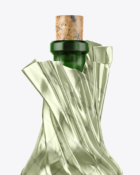 Wine Bottle in Metallic Paper Wrap Mockup