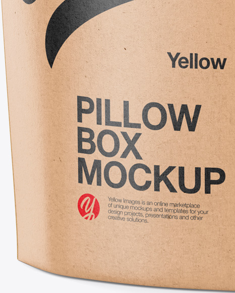 Kraft Paper Pillow Box Mockup - Half Side View