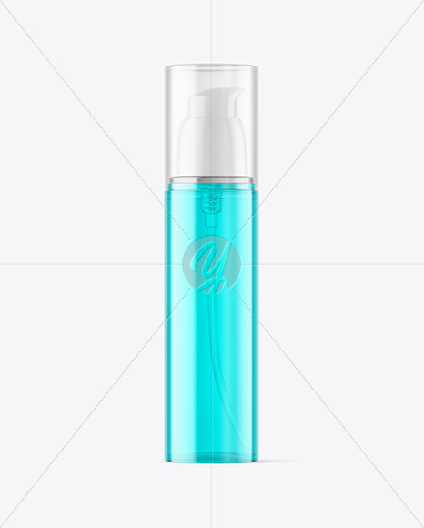 Color Plastic Cosmetic Bottle with Pump Mockup