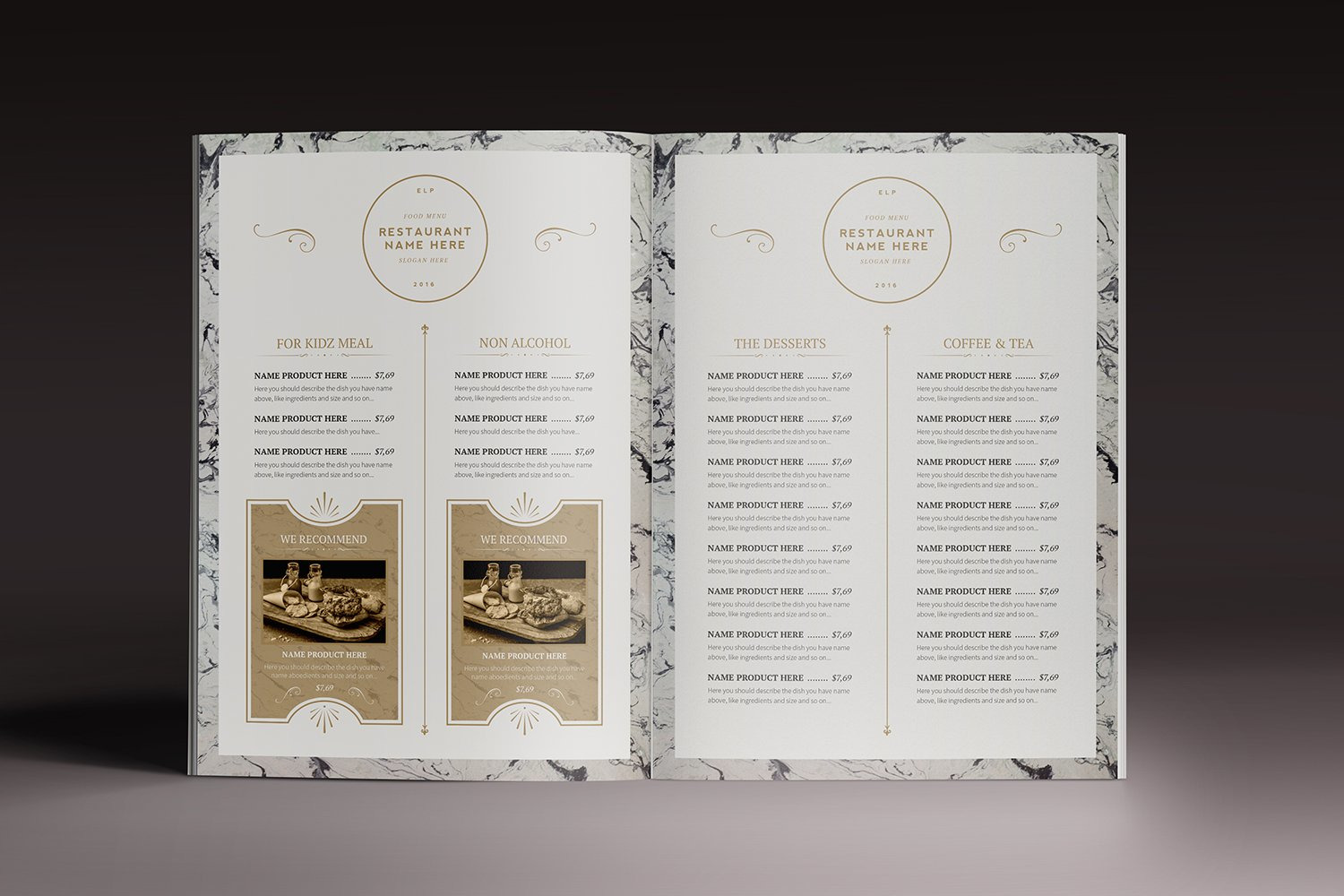 Classy Food Menu 7 Templates