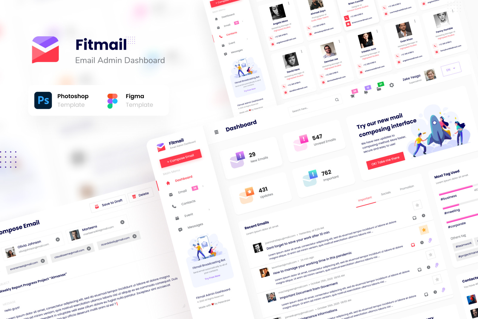 Fitmail - Email Admin Dashboard UI Template