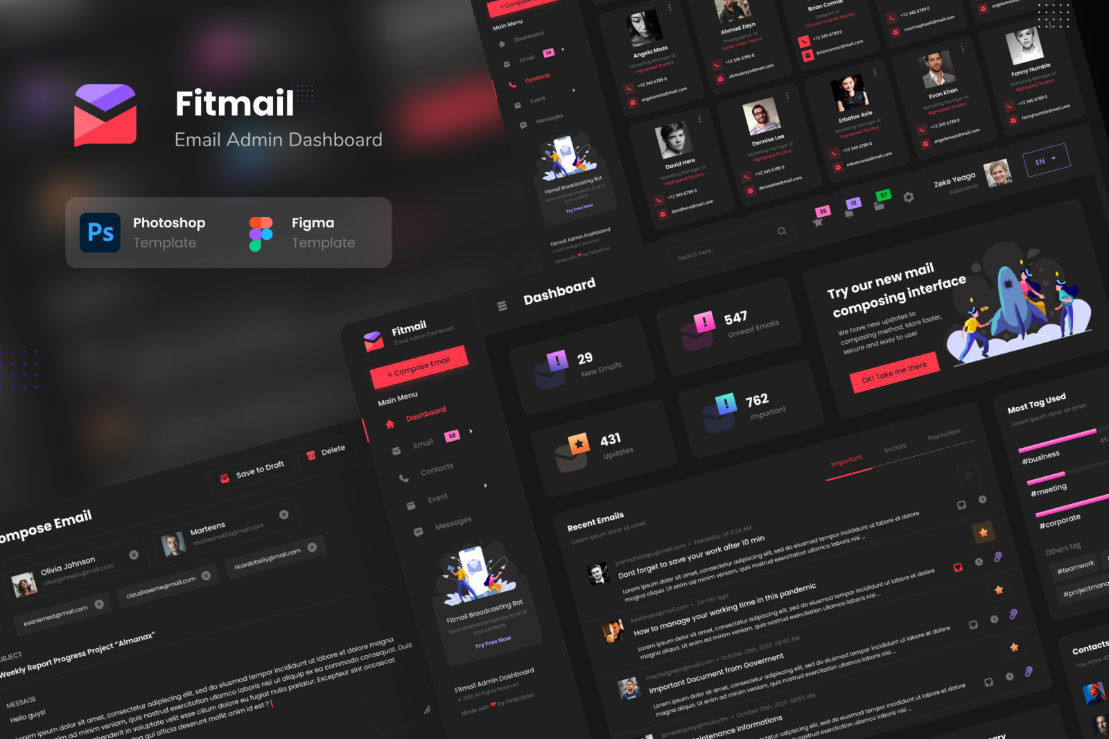 Fitmail - Email Admin Dashboard UI Template