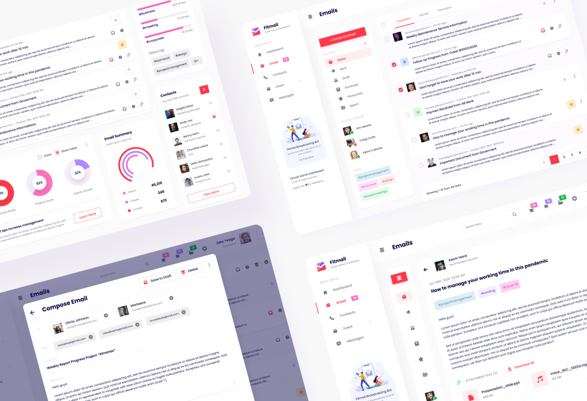 Fitmail - Email Admin Dashboard UI Template