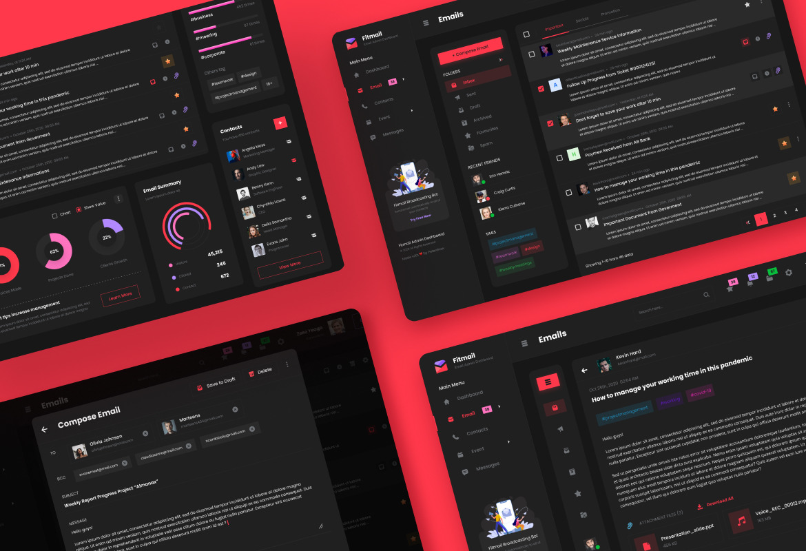 Fitmail - Email Admin Dashboard UI Template