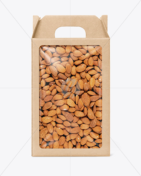 Kraft Box w/ Almond Nuts Mockup