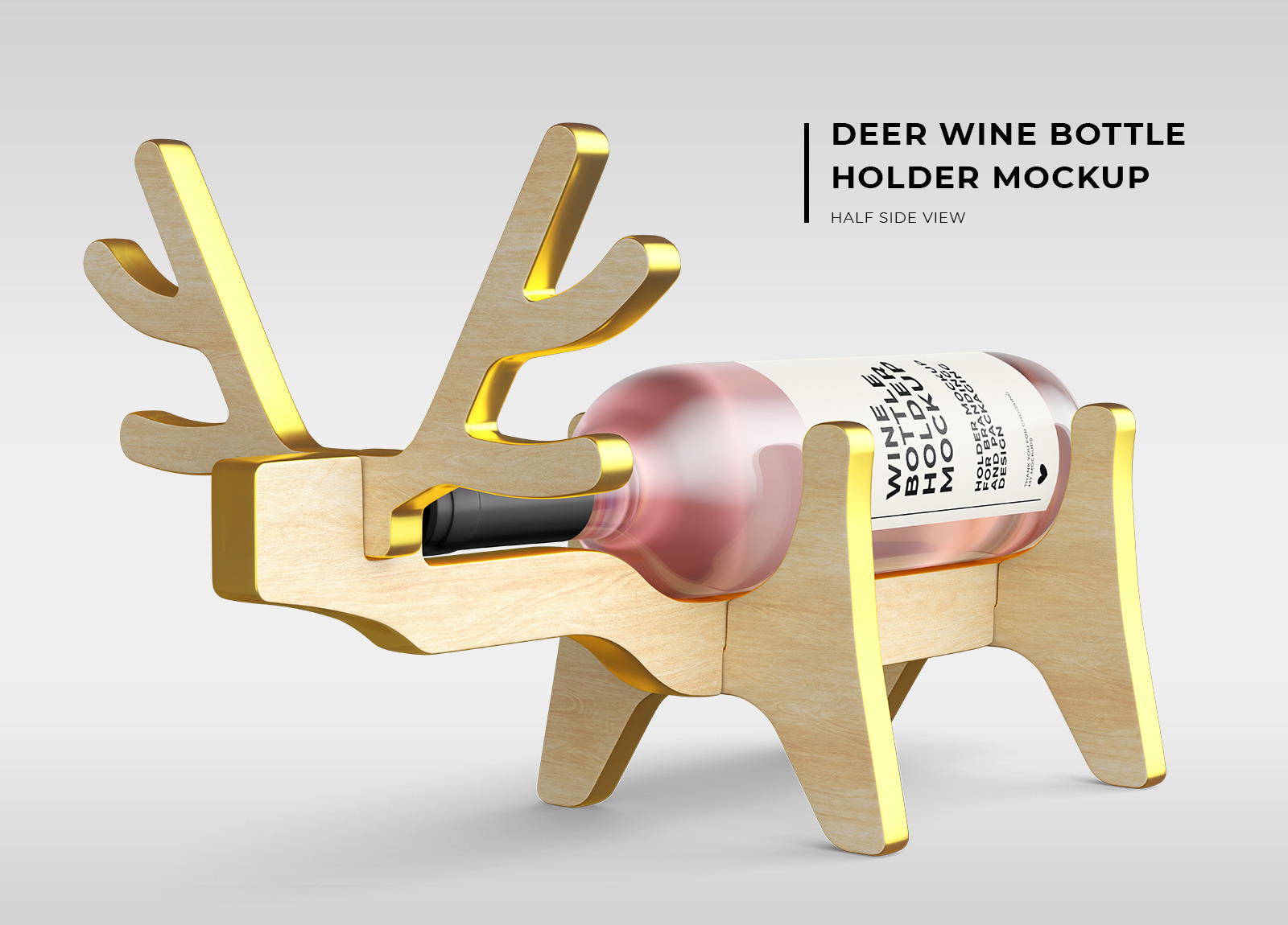 Deer Wine Bottle Holder Mockups - Two Views Deer Wine Bottle Holder Mockups - Two Views