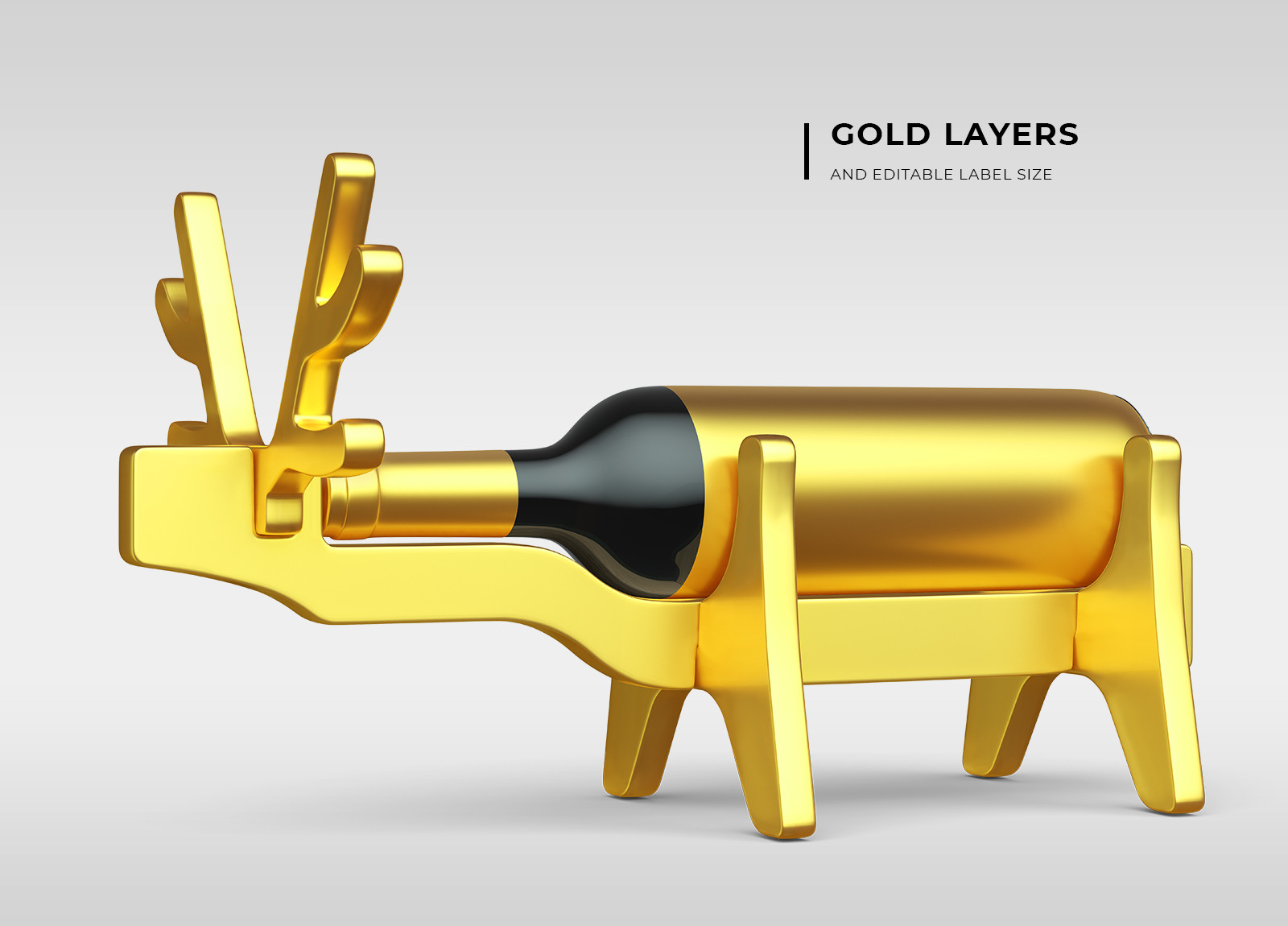 Deer Wine Bottle Holder Mockups - Two Views Deer Wine Bottle Holder Mockups - Two Views