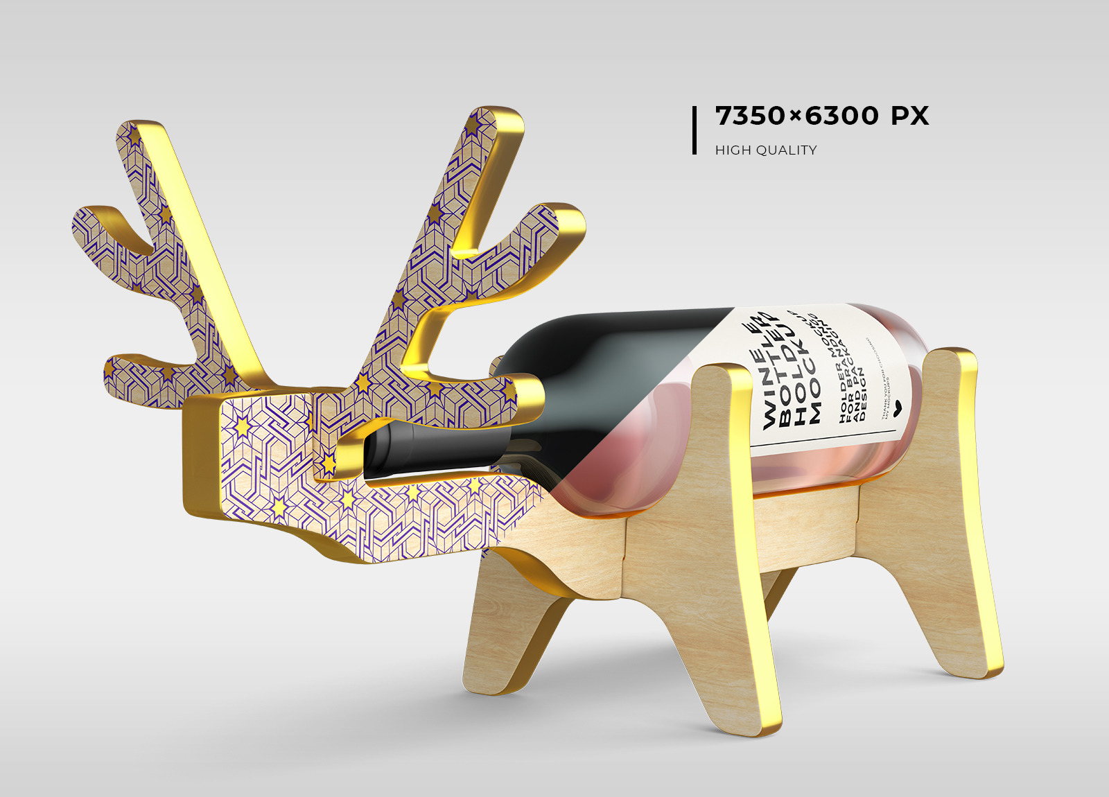 Deer Wine Bottle Holder Mockups - Two Views Deer Wine Bottle Holder Mockups - Two Views