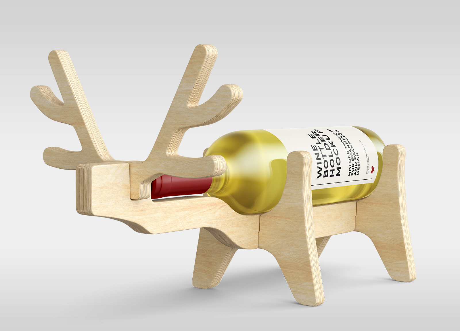 Deer Wine Bottle Holder Mockups - Two Views Deer Wine Bottle Holder Mockups - Two Views
