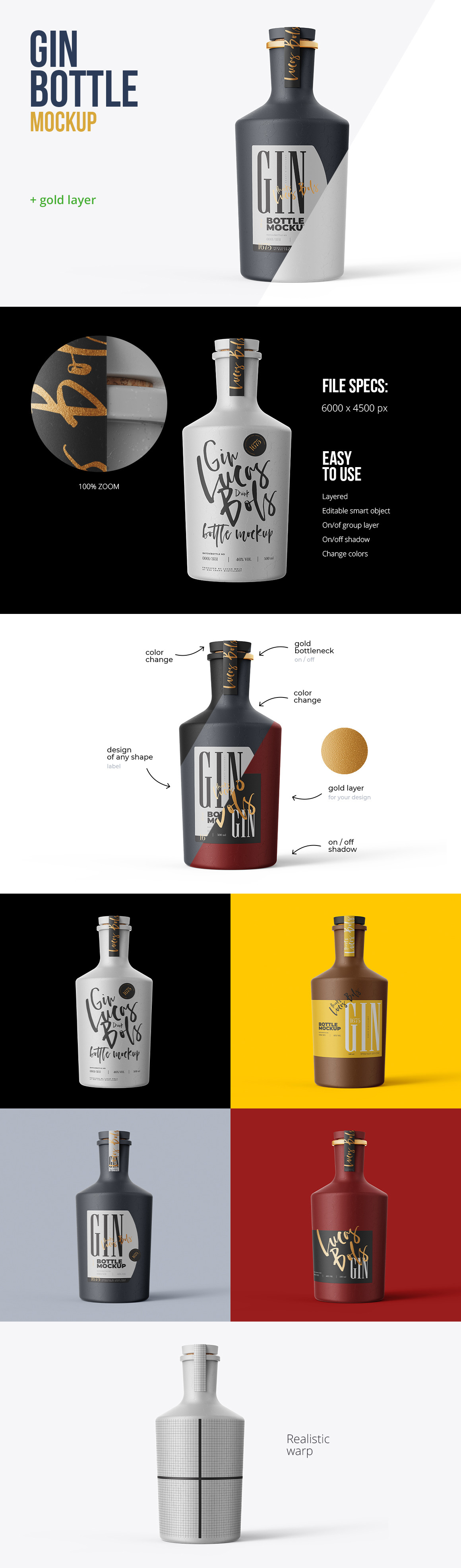 Gin Ceramic Bottle Mockup