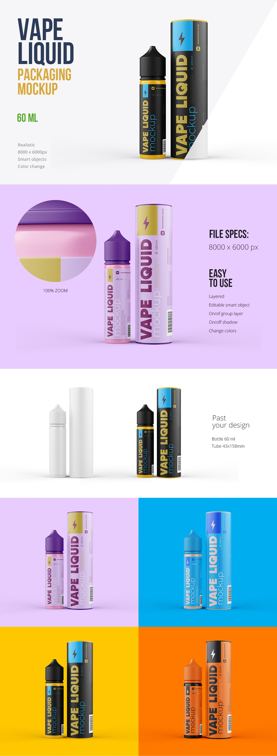 60ml Vape Liquid Packaging Mockup