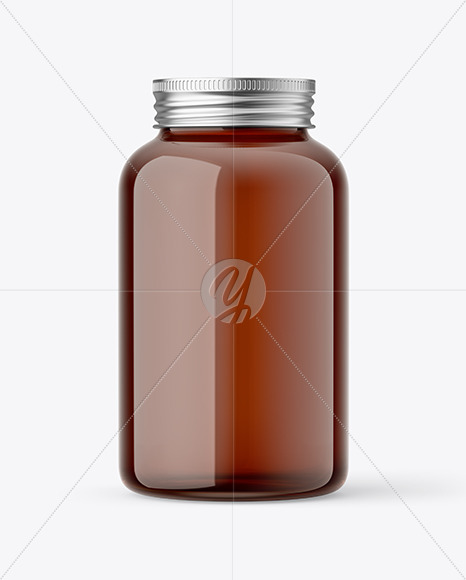 Amber Glass Pills Bottle Mockup