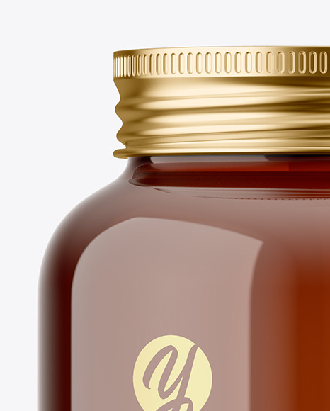 Amber Glass Pills Bottle Mockup