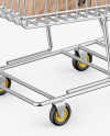 Shopping Cart W/ 4 Kraft Boxes Mockup