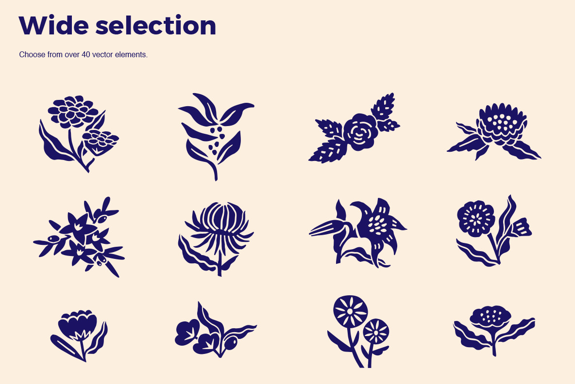 Show More Botanical Linocut Vector Set V2