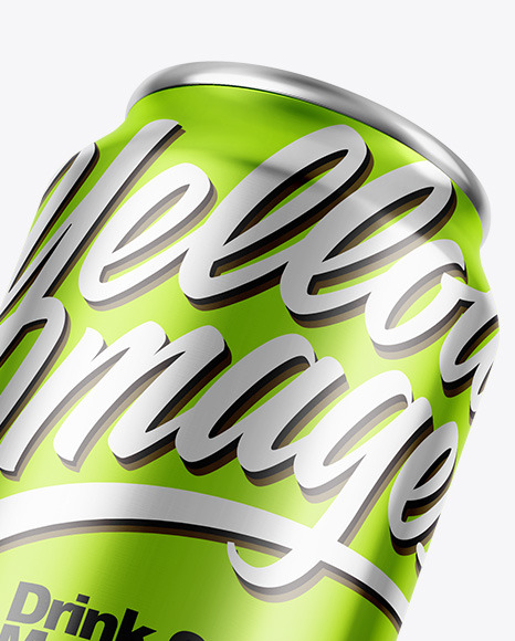 Glossy Metallic Drink Can Mockup