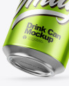 Glossy Metallic Drink Can Mockup