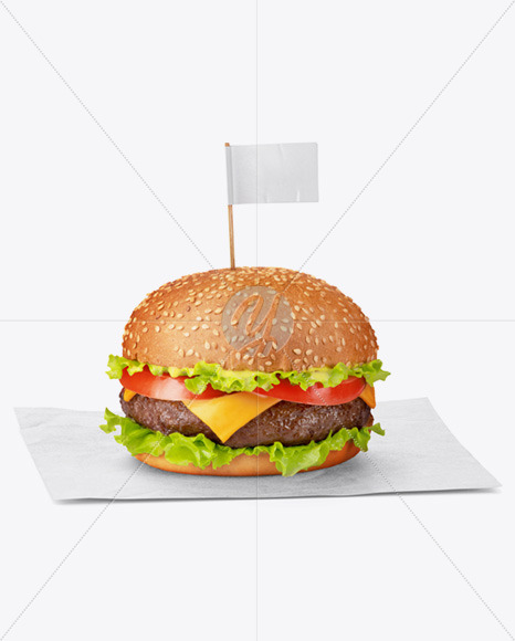 Burger on Paper Sheet Mockup