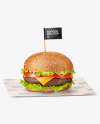 Burger on Paper Sheet Mockup