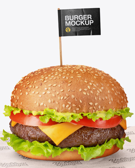 Burger on Paper Sheet Mockup