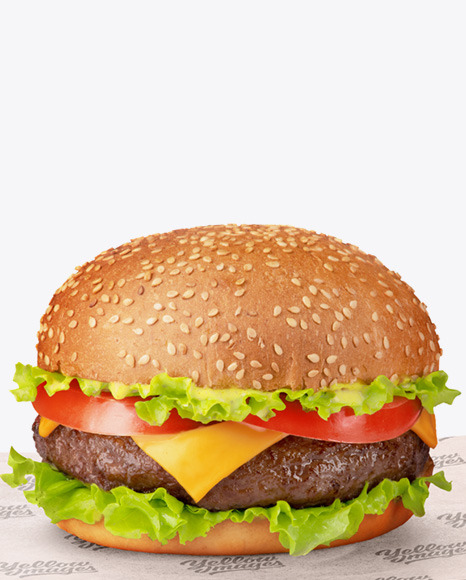 Burger on Paper Sheet Mockup