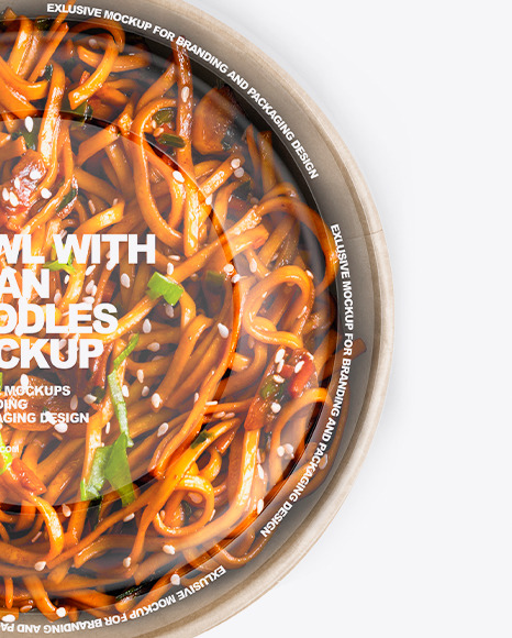 Paper Bowl With Asian Noodles Mockup