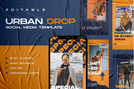 Urban Drop - Streetwear Instagram Stories & Post - Social media stories