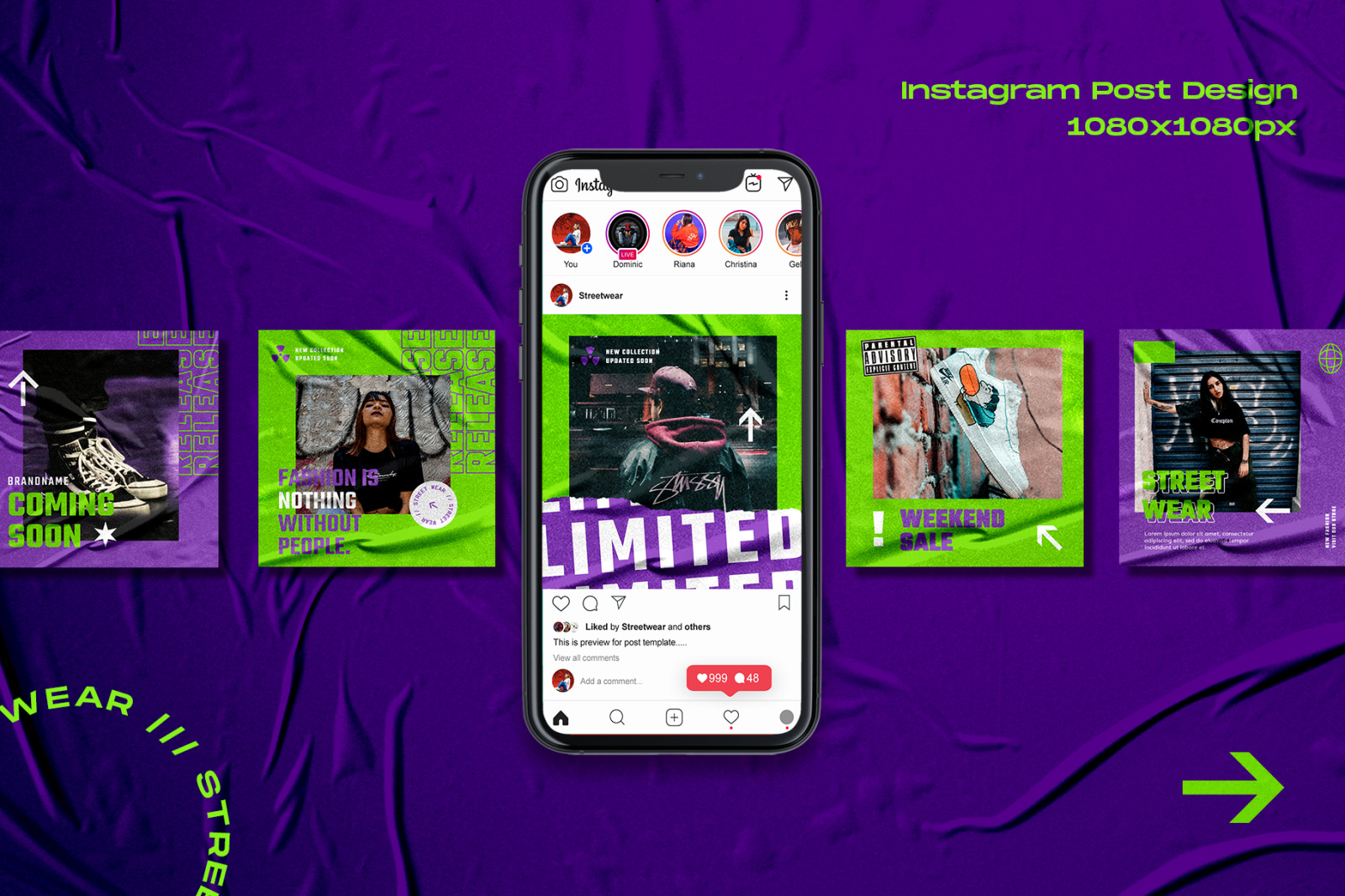 Fluo Society - Streetwear Instagram Stories &amp; Post