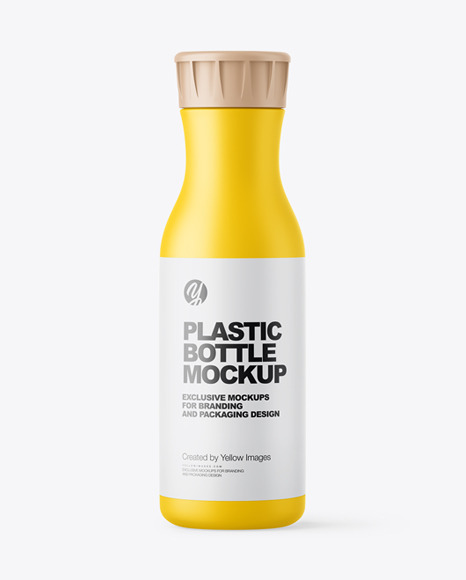 Matte Plastic Bottle With Sticker Mockup