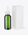 Green Glass Dropper Bottle with_Paper Box Mockup