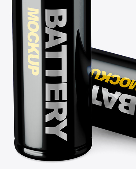 Two AA Mettallic Batteries Mockup