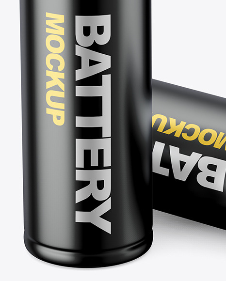 Two AA Matte Mettallic Batteries Mockup