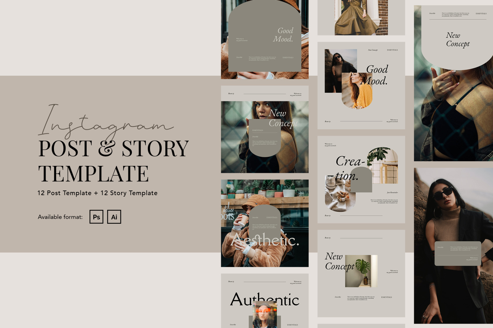 Elegant Beauty Instagram Post and Story Template Elegant Beauty Instagram Post and Story Template