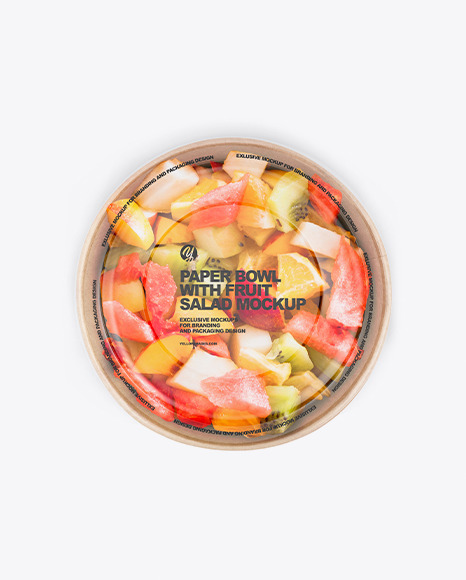 Paper Bowl with Fruit Salad Mockup