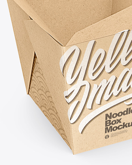 Opened Kraft Paper Noodles Box Mockup