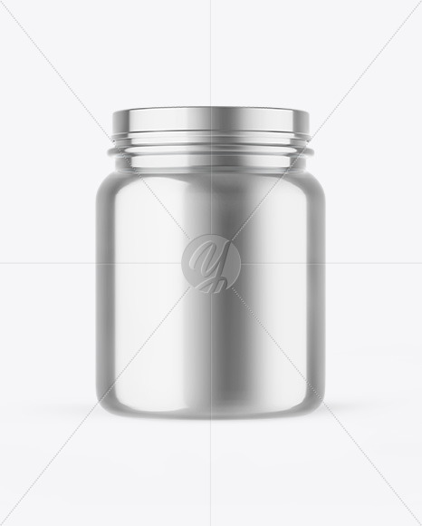 Glossy Metallic Protein Jar Mockup