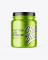 Glossy Metallic Protein Jar Mockup