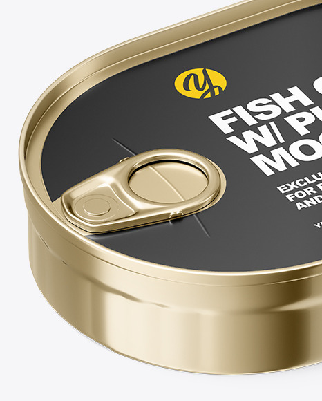 Metallic Fish Can W/ Pull Tab Mockup