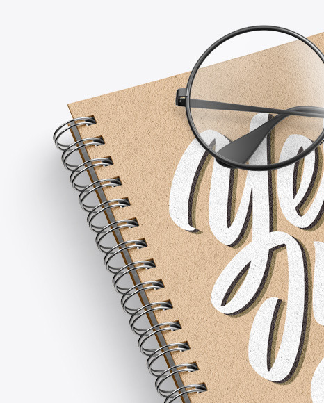 Kraft Notebook w/Glasses Mockup