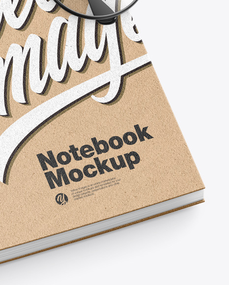 Kraft Notebook w/Glasses Mockup