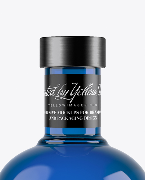 700ml Blue Glass Dry Gin Bottle Mockup