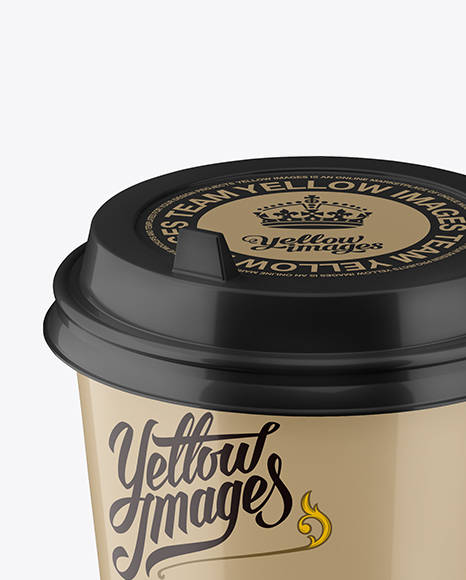 Glossy Coffee Cup Mockup (High-Angle Shot)