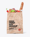 Kraft Paper Bag with Food Mockup