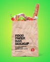 Kraft Paper Bag with Food Mockup