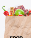 Kraft Paper Bag with Food Mockup