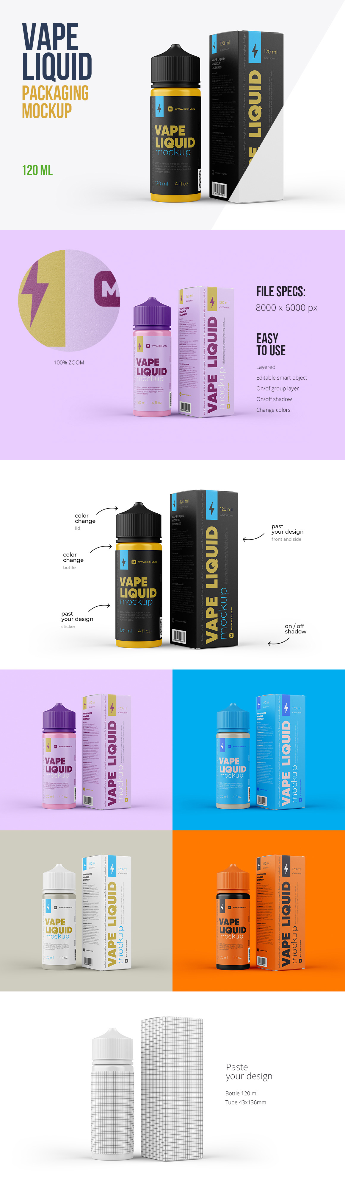 Vape Liquid Packaging Mockup 120ml