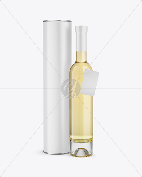 Clear Glass White Wine Bottle With Tube Mockup