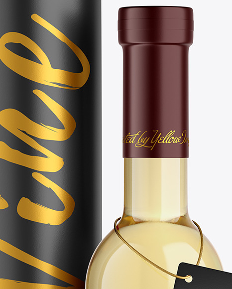 Clear Glass White Wine Bottle With Tube Mockup