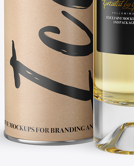 Clear Glass White Wine Bottle With Tube Mockup