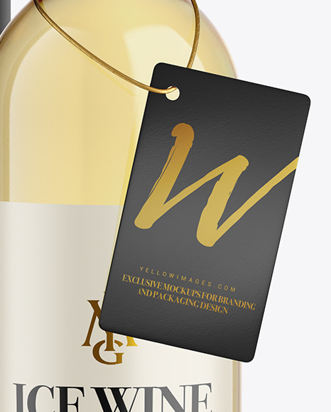 Clear Glass White Wine Bottle With Tube Mockup